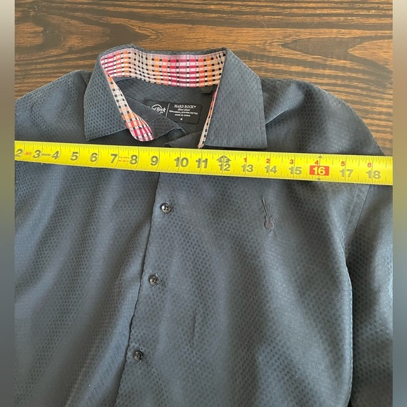 HARD ROCK BLACK LABEL MENS BUTTON DOWN LONG SLEEVE GRAY SHIRT Sz Med Flip Cuffs - Picture 6 of 11